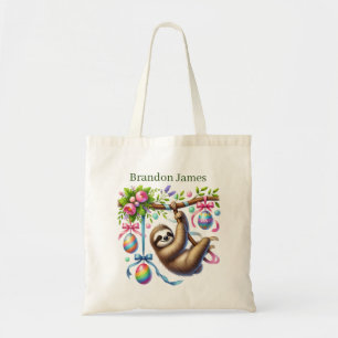 Cool Easter sloth add name  Tote Bag