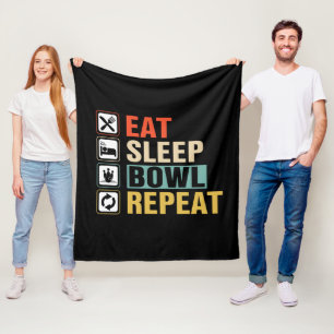 Cool eat sleep bowl repeat word art  fleece blanket