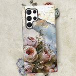 Cool Edgy Shabby Vintage Roses on Torn Paper Samsung Galaxy Case<br><div class="desc">Cool cluster of shabby vintage roses on layers of distressed,  torn blue and antique parchment background.</div>