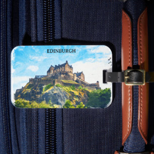 Cool Edinburgh Scotland Castle Painting Luggage Tag