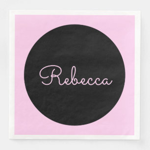 Cool Editable Pink Script Retro-Modern Design Napkin