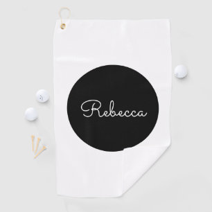 Cool Editable White Script Retro-Modern Design Golf Towel