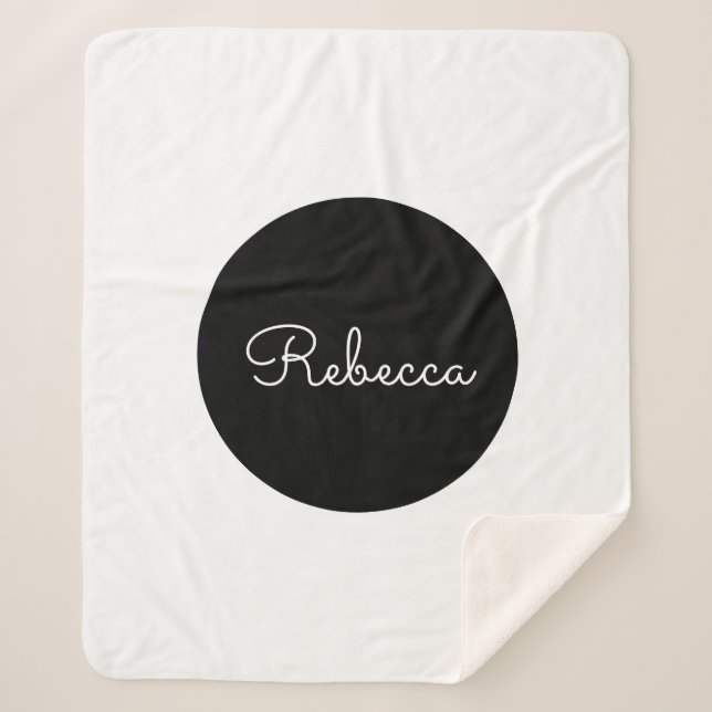 Cool Editable White Script Retro-Modern Design Sherpa Blanket (Front)