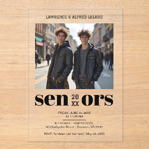 Cool Editorial Style Seniors Grad Photo TMF26 Acrylic Invitations