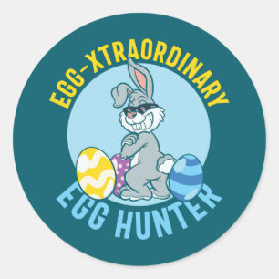 Cool egg hunter word art kids classic round sticker