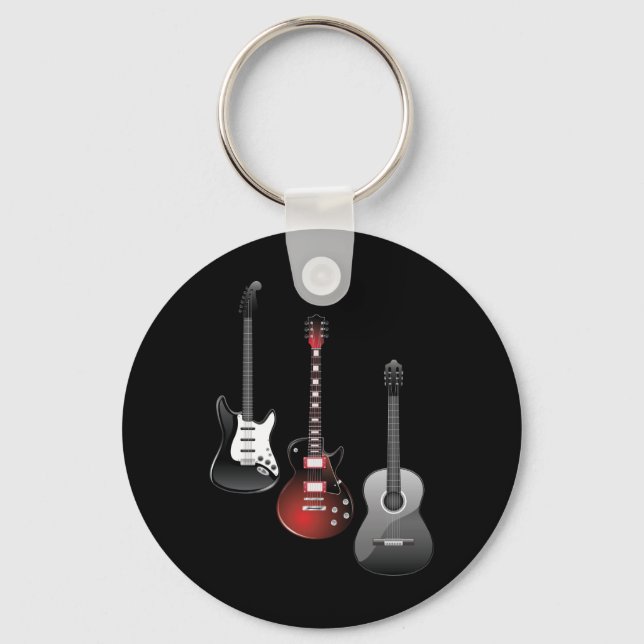 Cool Electric Guitars for Music Lovers Custom Gift Key Ring (Front)