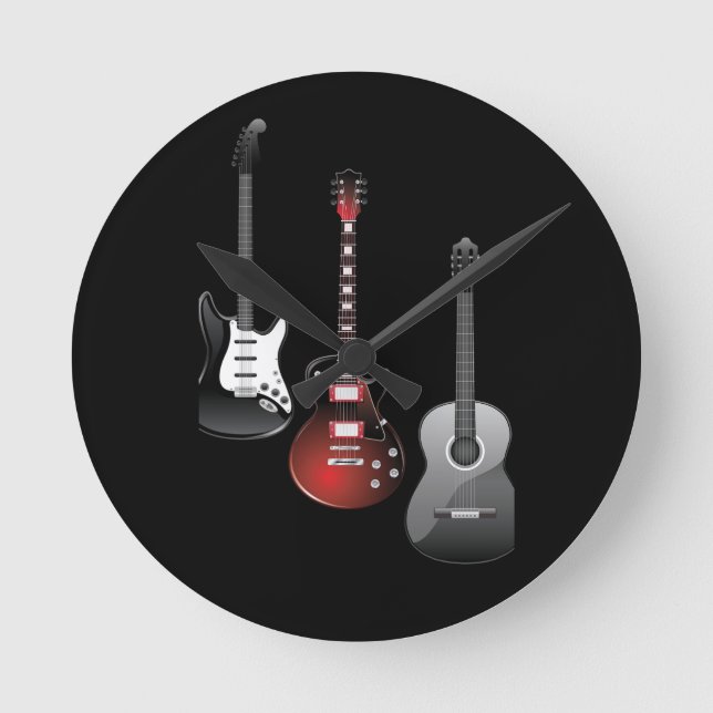Cool Electric Guitars for Music Lovers Custom Gift Round Clock (Front)