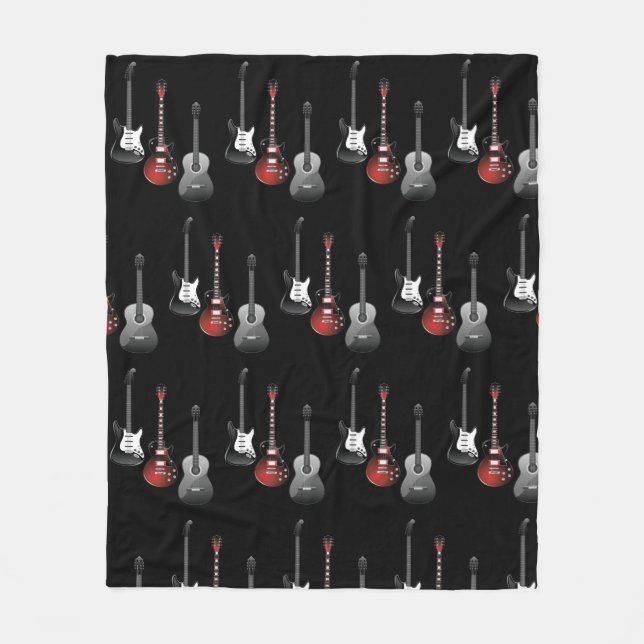 Cool Electric Guitars for Music Lovers Gift Fleece Blanket (Front)