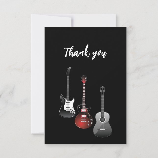 Cool Electric Guitars for Music Thank You Card (Front)