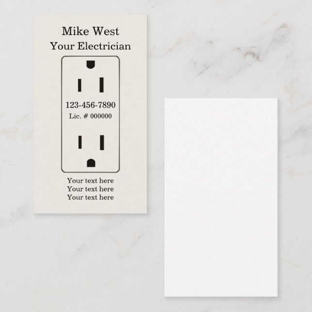 Cool Electrician Contractor Business Card (Front/Back)