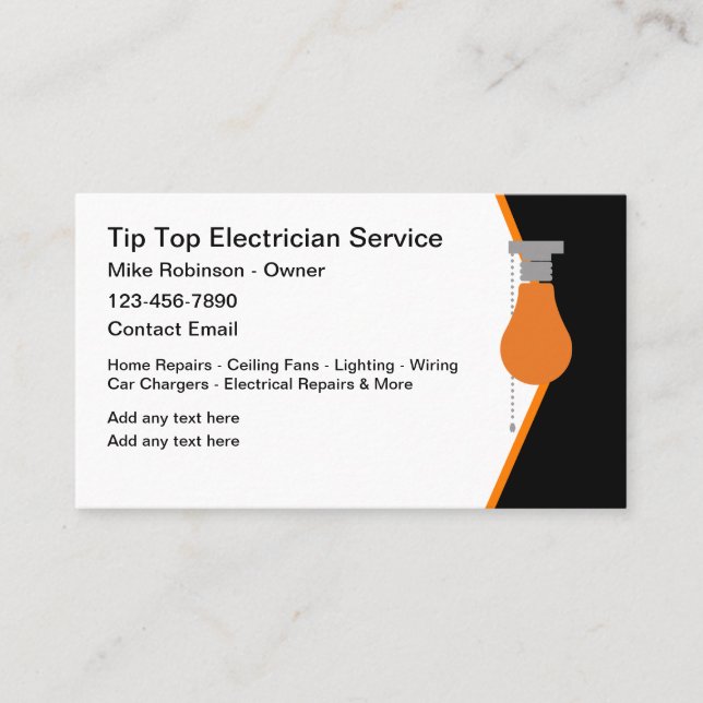 Cool Electrician Electrical Home Repairs Business Card (Front)