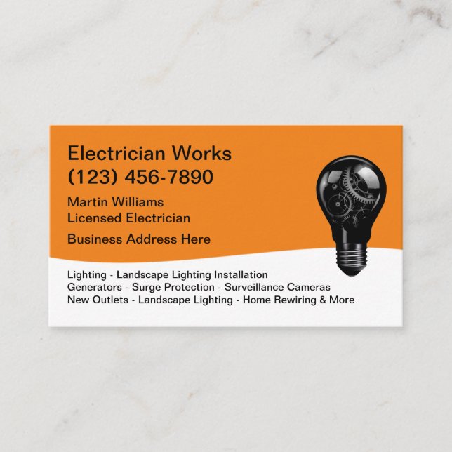 Cool Electrician Modern Business Cards (Front)