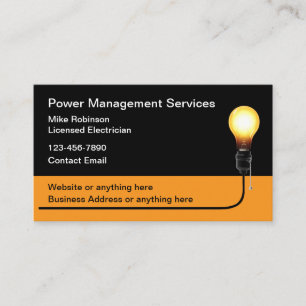 Cool Electrician Services Modern Business Card