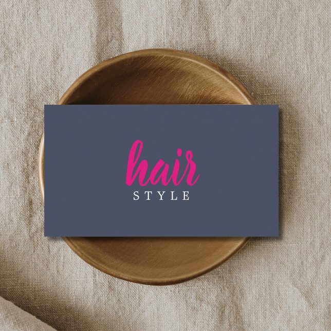 Cool Elegant Blue Pink White Hair Stylist Business Card (Creator Uploaded)