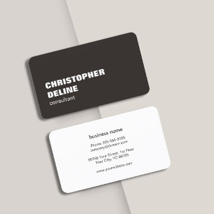 Cool Elegant Bold Ivory Black White Consultant Business Card