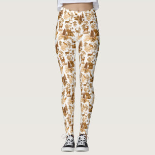 Cool Elegant Brown Deer French Toile Leggings