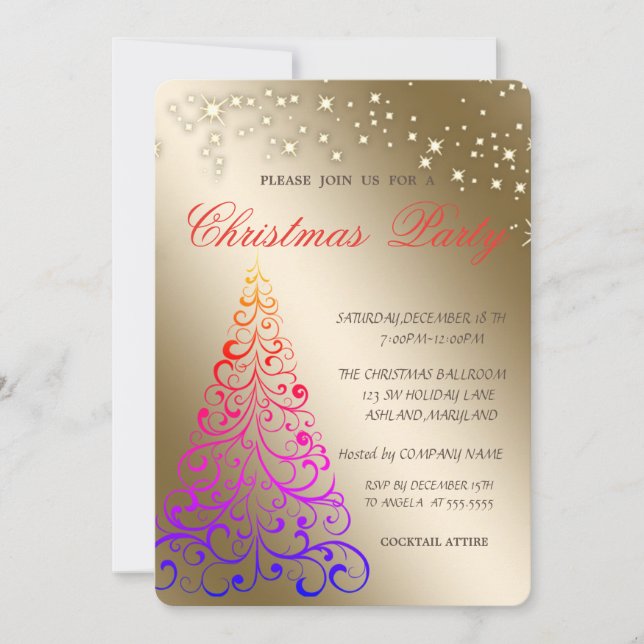 Cool Elegant Christmas Tree Corporated Christmas  Invitation (Front)
