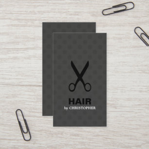 Cool Elegant Dark Dots Black Scissor Hairstylist Business Card