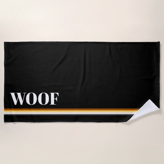 Cool Elegant Gay Bears Pride Flag Woof Beach Towel (Front)