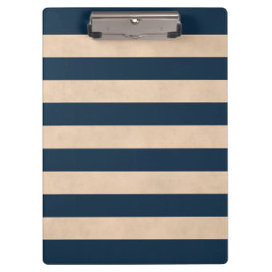 Cool Elegant Girly Rose Dark Blue Striped Clipboard