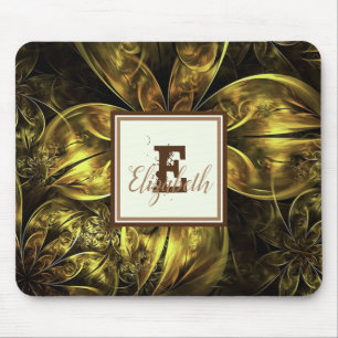Cool Elegant Gold Floral,Monogram Mouse Mat