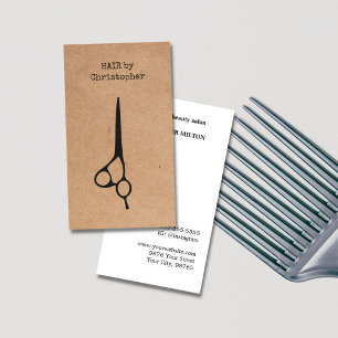 Cool Elegant Kraft Paper Black Scissor Hairstylist Business Card