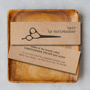 Cool Elegant Kraft Paper Black Scissor Hairstylist Mini Business Card