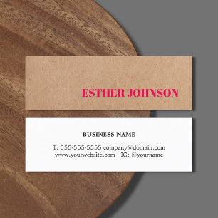 Cool Elegant Kraft Paper Pink Consultant  Mini Business Card