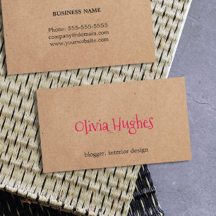 Cool Elegant Kraft Paper Pink Interior Designer Business Card