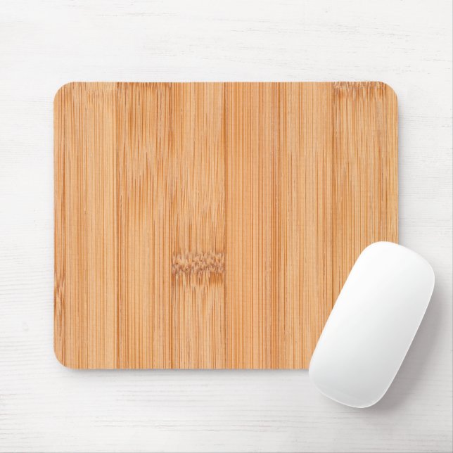 Cool elegant light brown bamboo wood print mouse mat (With Mouse)
