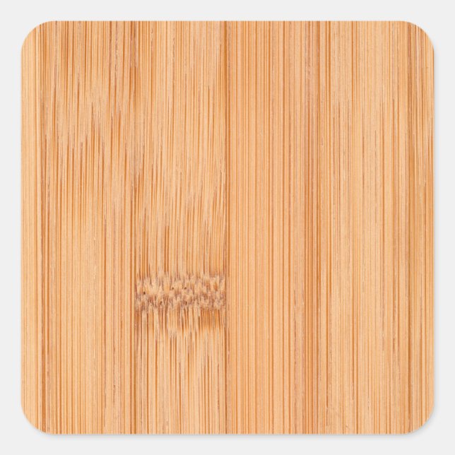 Cool elegant light brown bamboo wood print square sticker (Front)