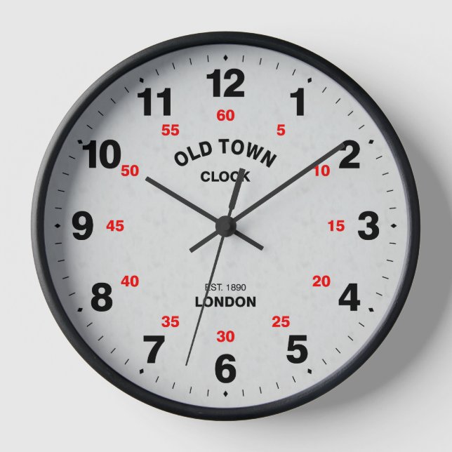 Cool & Elegant Old Town London Textured Look Clock (Front)