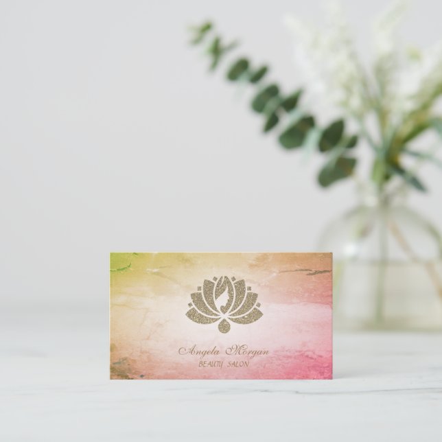 Cool Elegant Professional Glitter Lotus Flower Business Card (Standing Front)