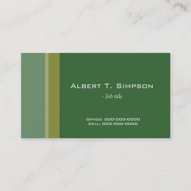 Cool, elegant professional green profile card (Front)