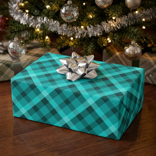 Cool Elegant Turquoise Plaid Wrapping Paper