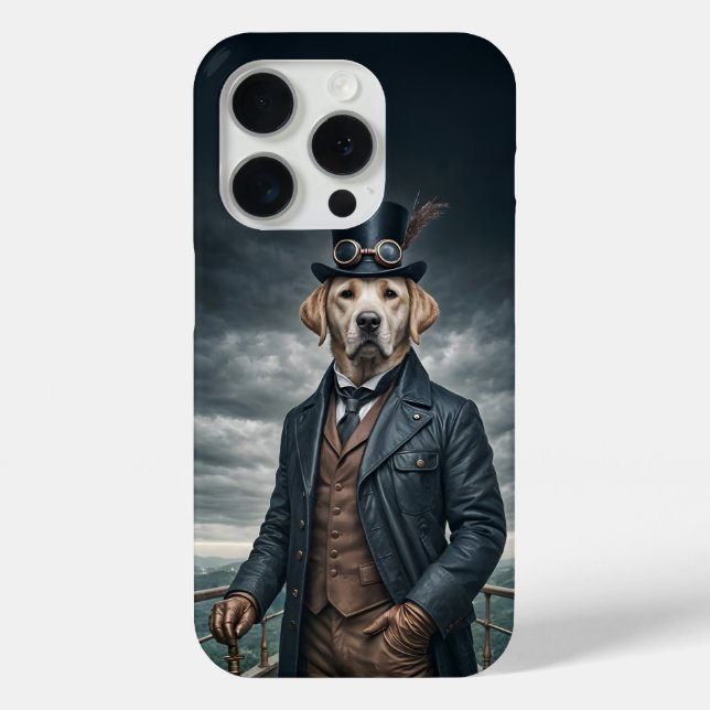 Cool Elegant Victorian Steampunk Labrador Dog Art Case-Mate iPhone Case (Back)