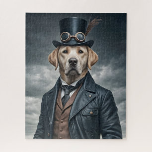 Cool Elegant Victorian Steampunk Labrador Dog Art Jigsaw Puzzle