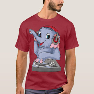 Cool Elephant DJ Funny Party Animal Music Mixer T-Shirt