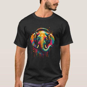 Cool Elephant Headphone Music Art Christmas Birthd T-Shirt