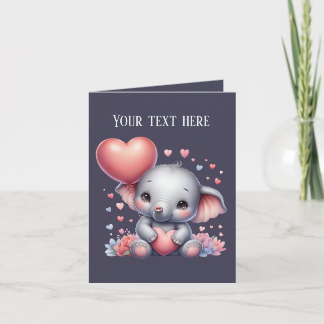 Cool elephant love add message   card (Front)