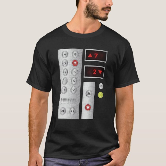 Cool Elevator Buttons Men Women Lift Halloween Cos T-Shirt (Front)