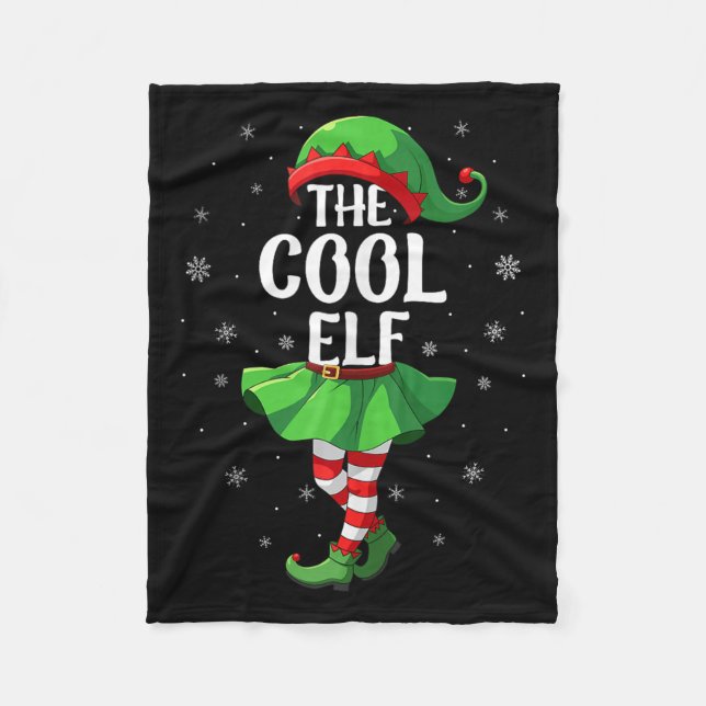 Cool Elf Christmas Girls Women Elf Squad Xmas Fami Fleece Blanket (Front)
