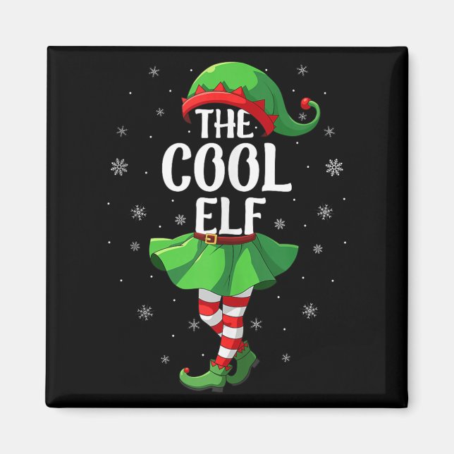 Cool Elf Christmas Girls Women Elf Squad Xmas Fami Magnet (Front)