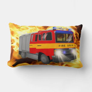 Cool Emergency Fire Engine Cartoon Design for Kids Lumbar Cushion