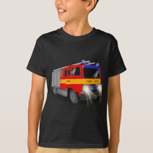 Cool Emergency Fire Engine Cartoon Design for Kids T-Shirt