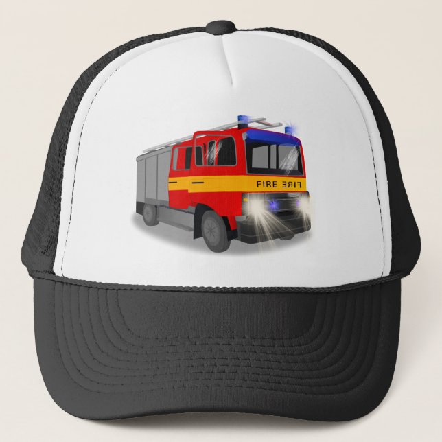 Cool Emergency Fire Engine Cartoon Design for Kids Trucker Hat (Front)