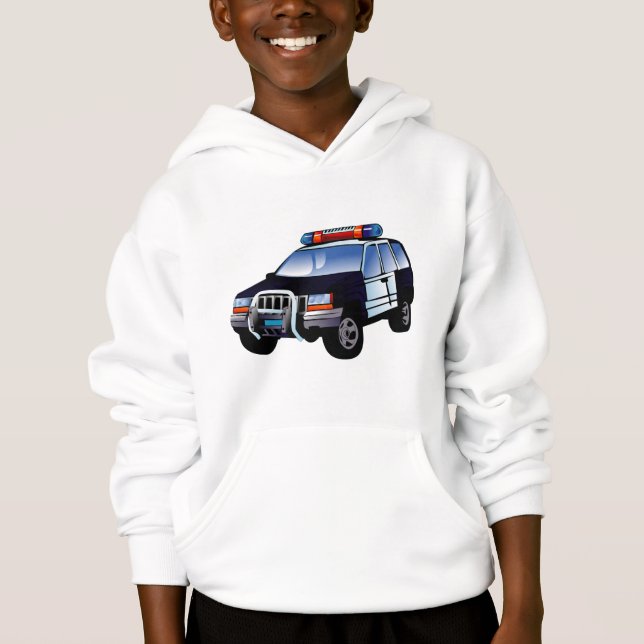Cool Emergency Police Car Cartoon Design for Kids (Front)