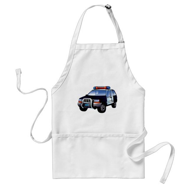 Cool Emergency Police Car Cartoon Design for Kids Standard Apron (Front)