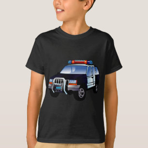 Cool Emergency Police Car Cartoon Design for Kids T-Shirt