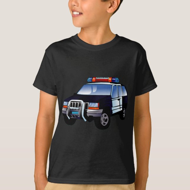 Cool Emergency Police Car Cartoon Design for Kids T-Shirt (Front)